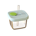 Square 140ml (silicone lid green) + straw