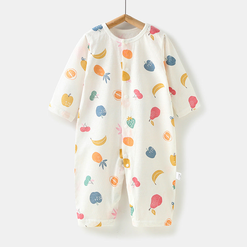 Newborn baby rompers - lightweight spring/summer long-sleeve sleep suits & crawling outfits