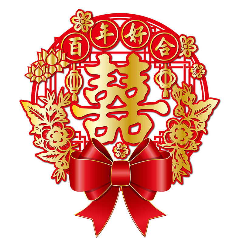 Double-sided bronzing wedding glass door window grilles electrostatic sticker arrangement decorative wedding car window glass window no glue sticker