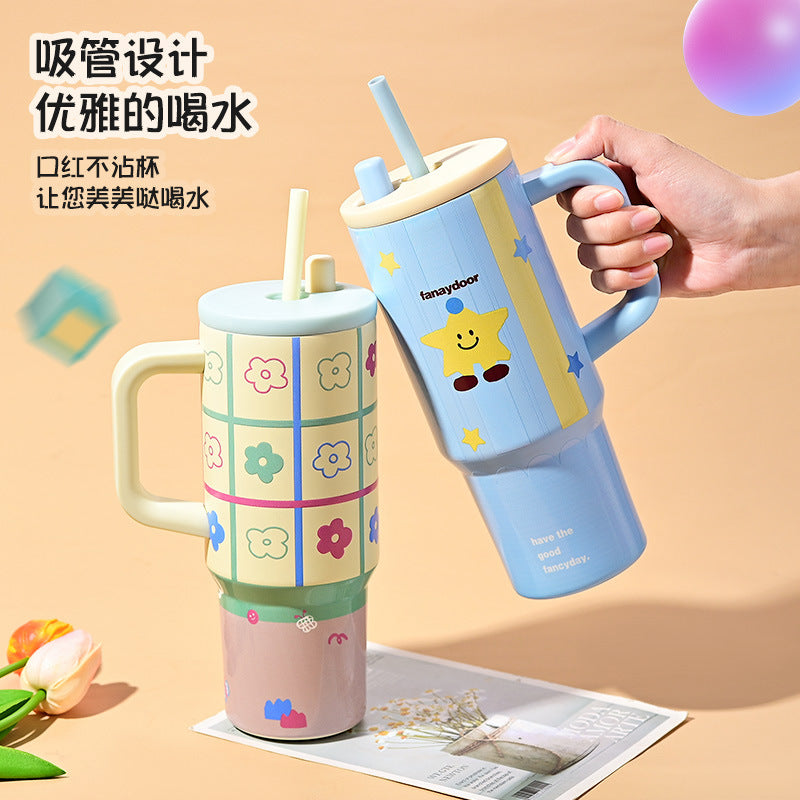 Big mac 316 straw thermos cup large capacity water cup female double drink ton cup high appearance ice cup