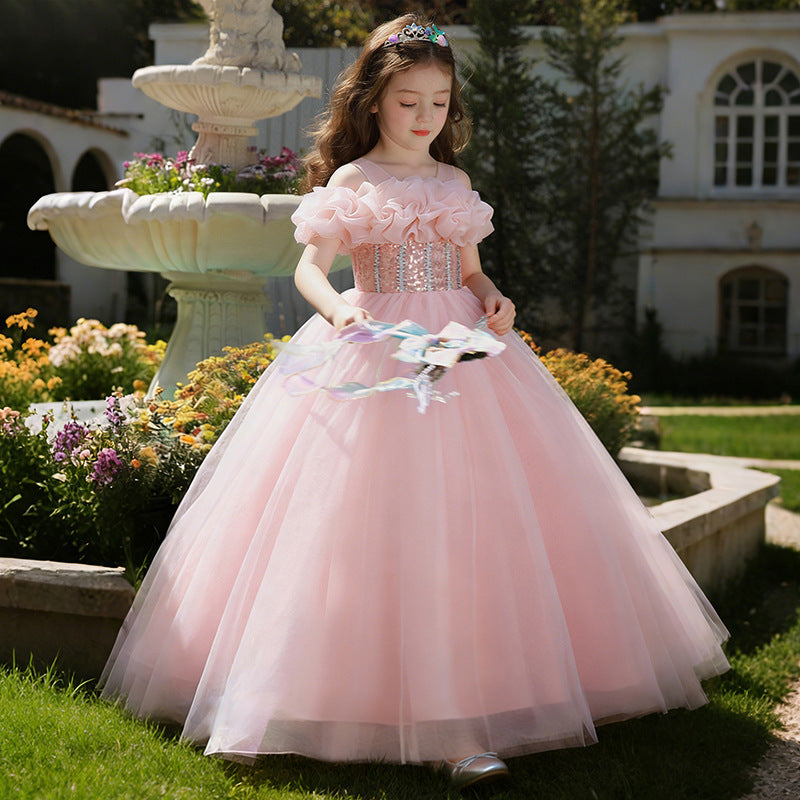 Girls' formal dress - premium openwork birthday princess gown -  new arrival - wholesale single piece - puffy flower girl dress