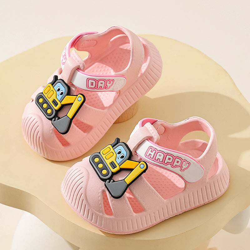 Eva kids' sandals - summer cartoon excavator design for baby boys and girls - cute, soft sole, non-slip, perfect for first walkers and toddlers