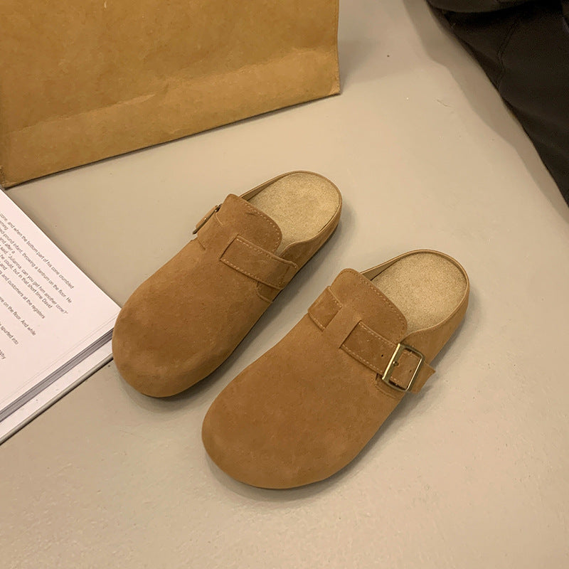 Soft bottom birkenstock shoes women's thick sole slippers outwear 2026 spring and summer new arrival one-leg birkenstock toe-cap half slippers sandals