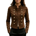 cross-border fashion women's retro slim-fit short napoleon collar jacket