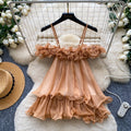 Gentle style lace ruffles camisole women's summer one shoulder chiffon eleganttopssweet age reduction work clothing