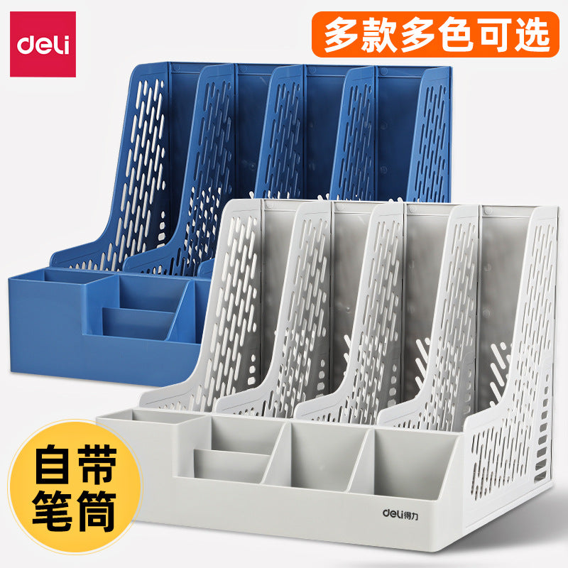 Deli file frame data rack thickened plastic storage box vertical file rack file basket wholesale