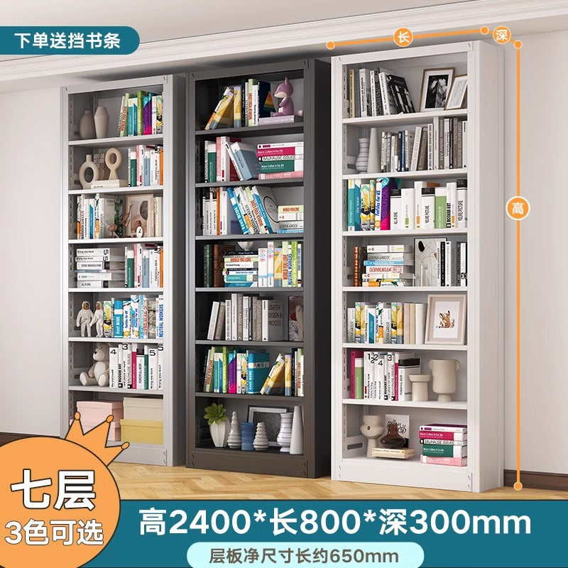 Steel bookshelf storage for home, freely combinable, floor-standing display unit, integrated wall-mounted, multi-tier children's library bookcase