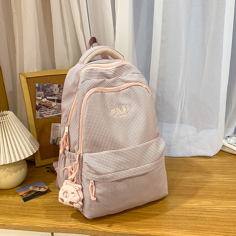 Lightweight junior high school campus schoolbag ins style capibala pendant backpack girls fresh high school student backpack
