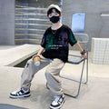 Student casual short-sleeve sports set -  summer new korean style trendy handsome boy's two-piece outfit