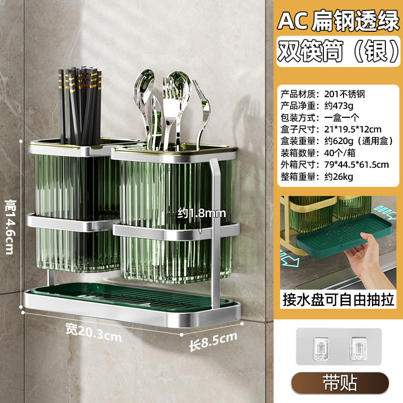 Stainless steel knife holder cutting board integrated storage rack kitchen rack knife seat chopstick cartridge lid cutting board rack factory wholesale