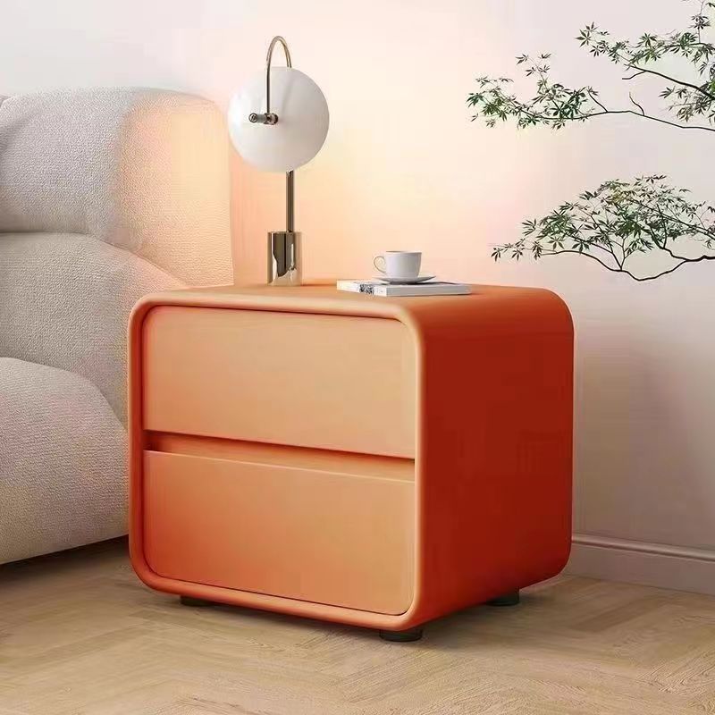 Cream style modern simple bedside table small storage bedside cabinet new solid wood popular bedroom installation-free for home