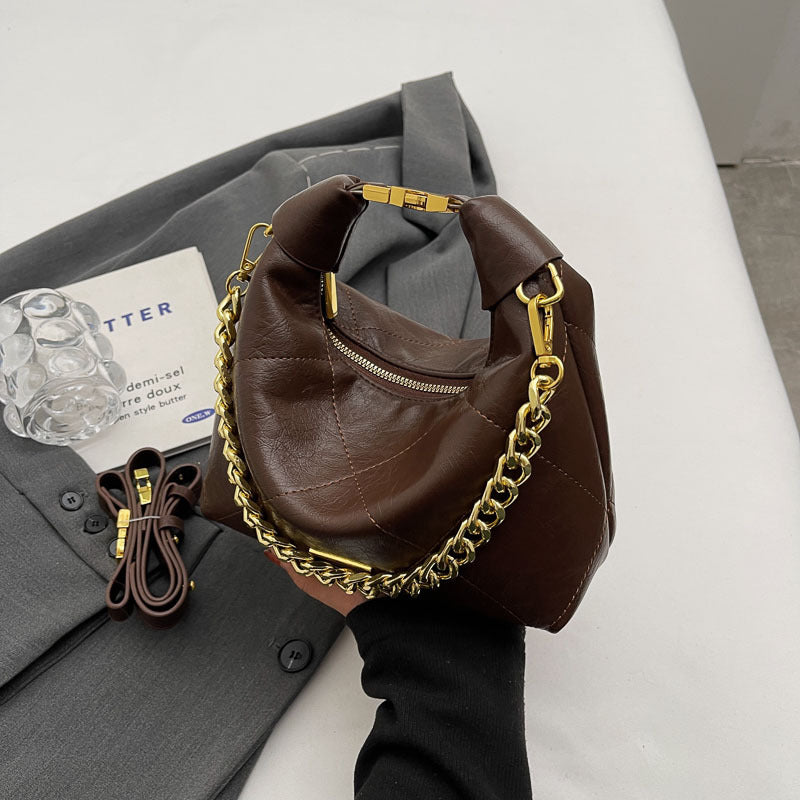 Cross-border delivery 2025 spring and summer new light luxury fashion chain handbag diamond underarm bag women's shoulder messenger bag