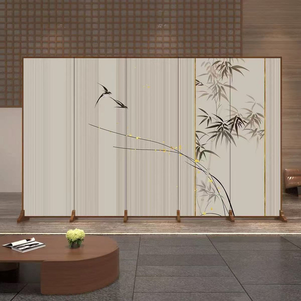 Used folding screen partition - premium living room accent, mobile office divider, simple live stream backdrop, creamy style