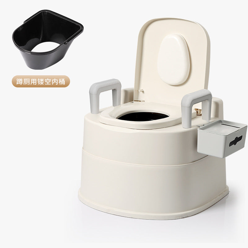 Household adult portable toilet for seniors, pregnant women, and the disabled - indoor commode chair/toilet stool
