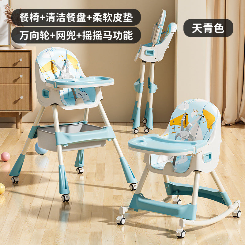 Baby high chair - foldable, portable, home use - infant learning seat for feeding - multifunctional dining chair for kids