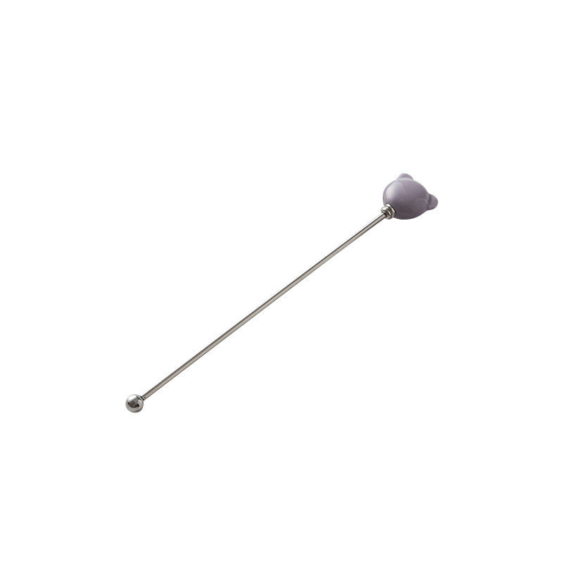 Candy-colored ceramic bear head stirring stick - anti-scald, high-style coffee stirrer & 304 stainless steel wine stirrer
