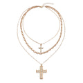 European and american cross-border fashion trend double-layer cross pendant necklace - unique design, sweet & cool, diamond-studded creative clavicle chain