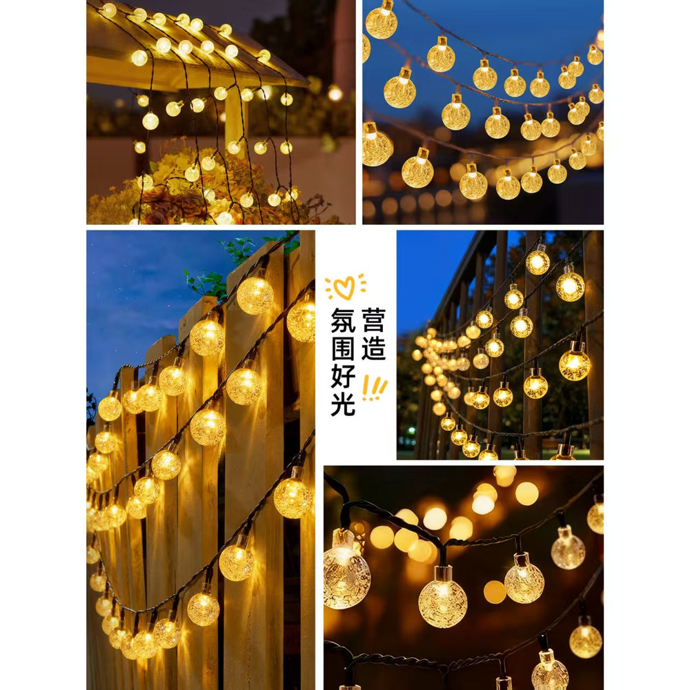 Solar outdoor lights camping atmosphere lamp crystal ball string lights outdoor courtyard waterproof tent lights decoration