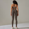 fashion seamless tight back sports intimates breathable high elastic yoga suit running fitness two-piece set