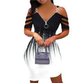 european and american summer women's cross-border starry sky print tassel split hollow-out zipper vest dress