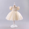 Girls' court-style short dress, toddler princess dress, puff sleeve tulle tutu, little host performance outfit