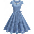 Amazon fashion retro polka dot short sleeve v neckdresssummernew arrivalstrap slimming look skirt