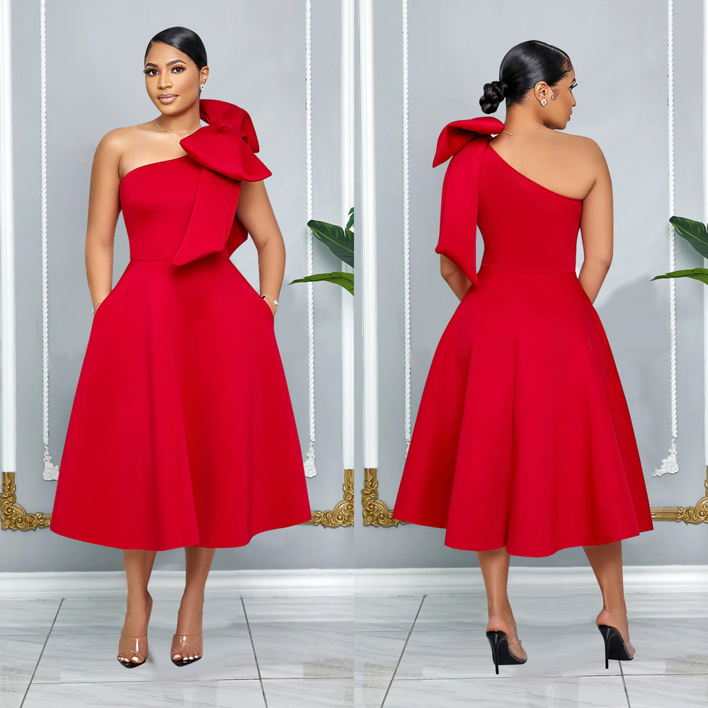 C7011 cross-border   independent station fashion women's solid color sexy formal dress new