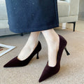Comfortable heels: stiletto heels for women - 2025 french style work & professional black pumps - suede, spring, slimming