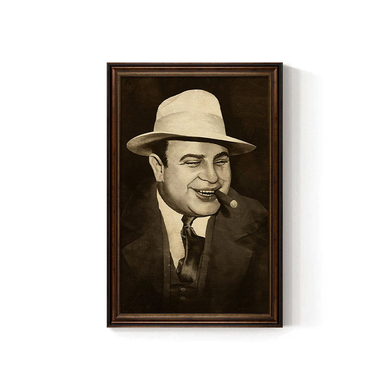 Churchill cigar bar decorative painting American celebrity retro bar club KTV box hanging painting tobacco and alcohol shop mural