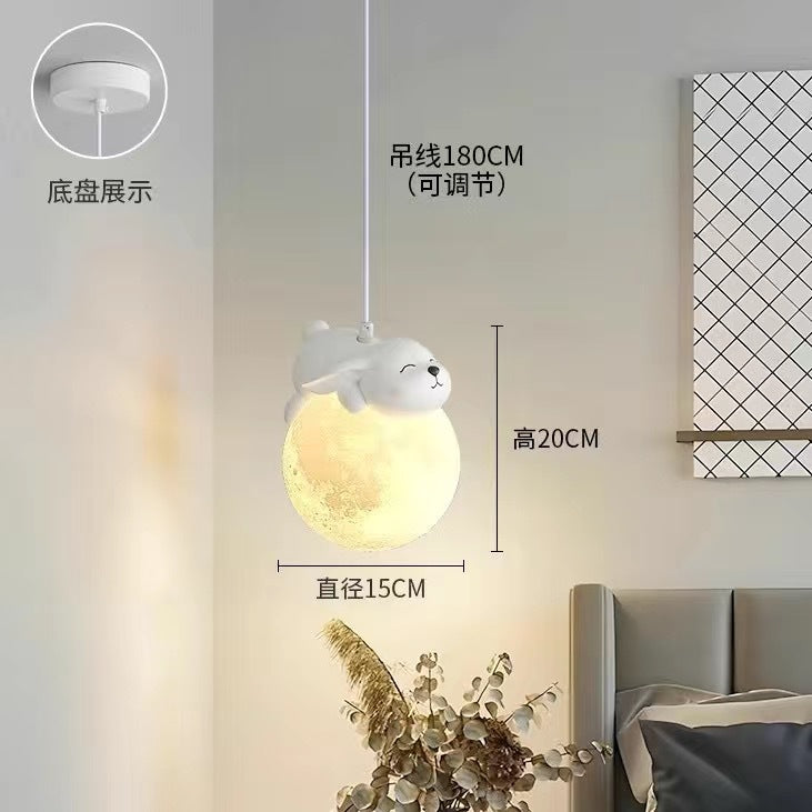 Modern minimalist panda cream style pendant light - three-light luxury dining table, dining room, bedroom cute ambiance pumpkin small pendant lamp