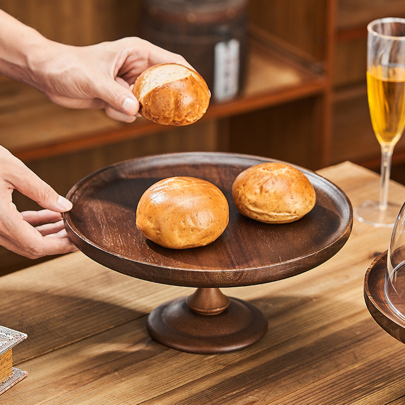 Vintage-style wooden cake stand with glass dome lid - perfect for cakes, bread, desserts, fruits, and tea pastries (2026 collection)