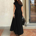summer new arrivals: women's clothing - cross-border european & american hot seller - elegant & chic maxi dress, fashionable high-waisted solid color dress