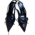 Za2025 summer socialite french style pointed-toe high heels - women's mesh bow-tie stiletto closed-toe sandals