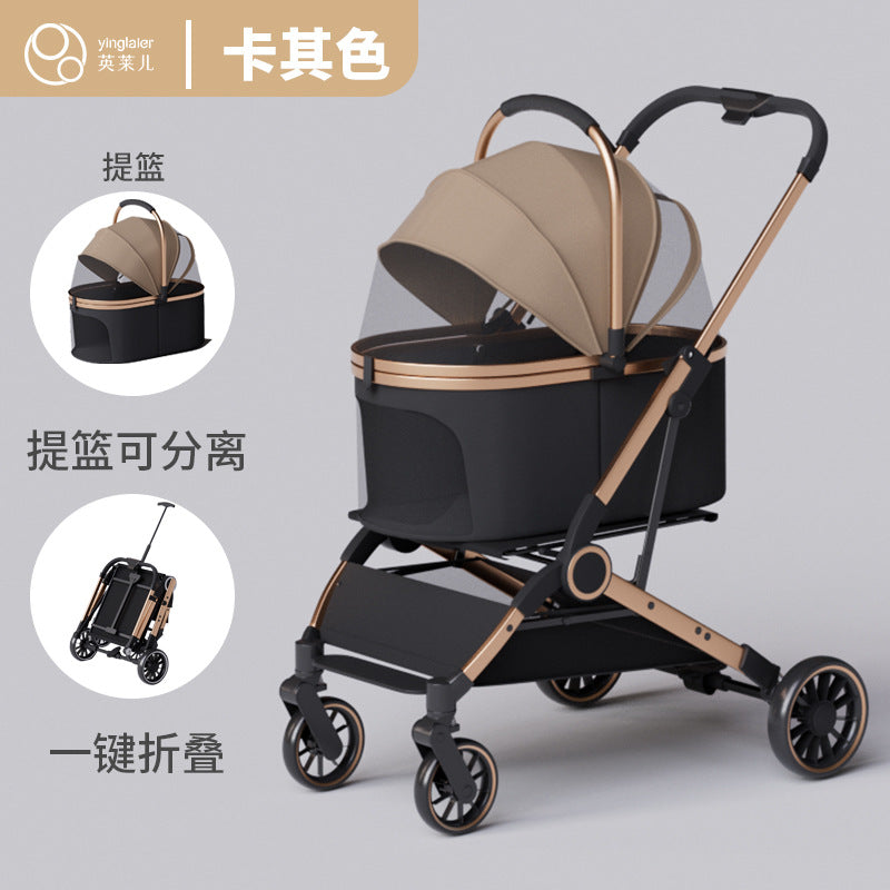 Pet stroller for cats and dogs - lightweight, foldable, and portable for teacup poodles, toy pomeranians, chihuahuas, yorkshire terriers, and bichons