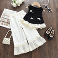 summer new girls' sleeveless tank top set - bowknot lace princess style two-piece outfit - korean style sweet