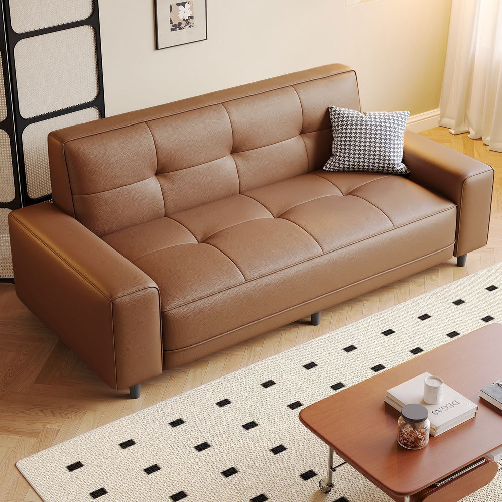 2026new arrival cat scratch leather sofa living room small apartment casual modern straight row apartment rental double three-person fabric sofa