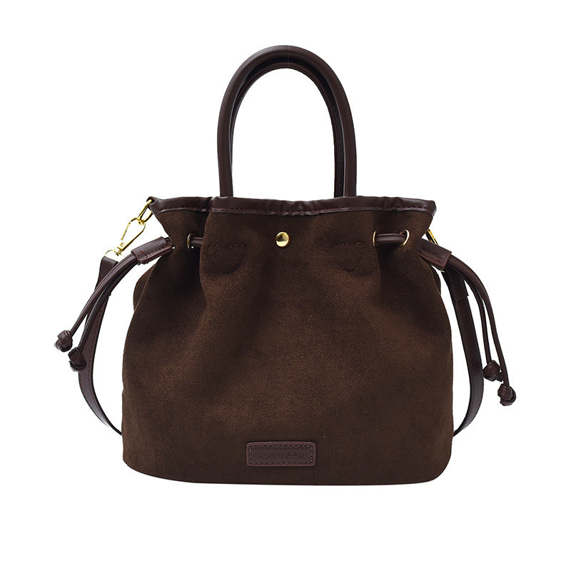 classy sense retro small bag for women 2025 fall and wintercasualaccessible luxury crossbody bag large capacity frosted bucket bag