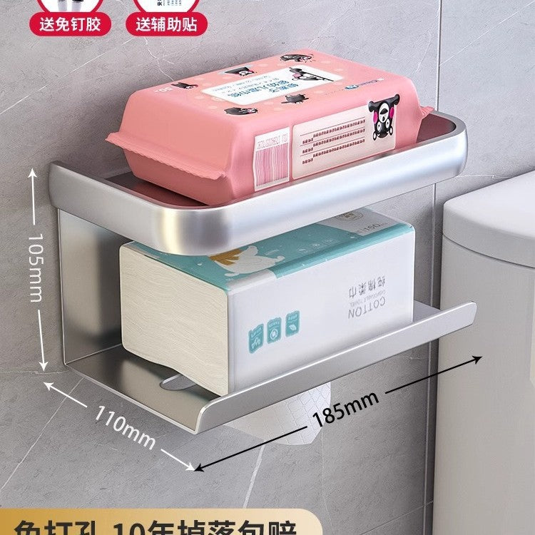 Bathroom tissue box roll paper wall-mounted toilet paper dispenser bathroom punch-free toilet paper holder washroom storage rack