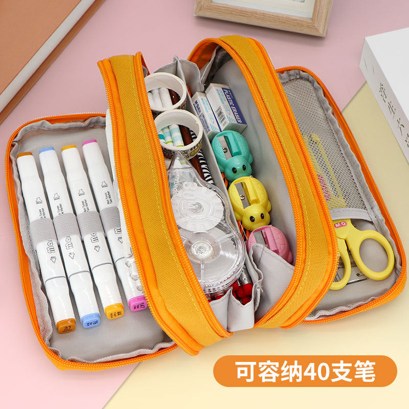 Simple pencil case Large capacity Japanese and Korean version High school students Junior high school students Multifunctional stationery bag  pencil bag