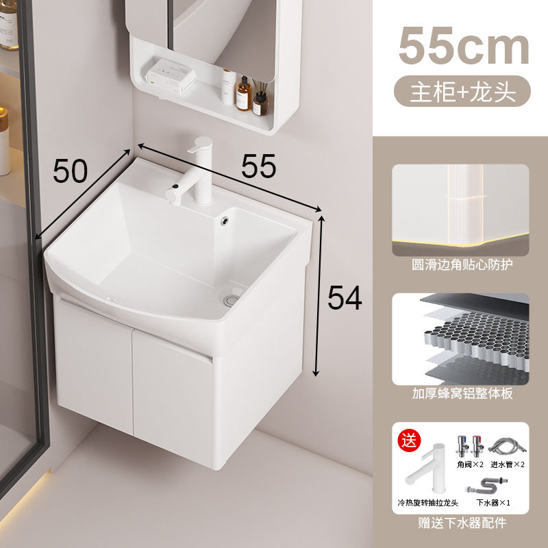 Small apartment circular arc bathroom cabinet deepened wash basin space honeycomb aluminum washbasin cabinet combined toilet washbasin