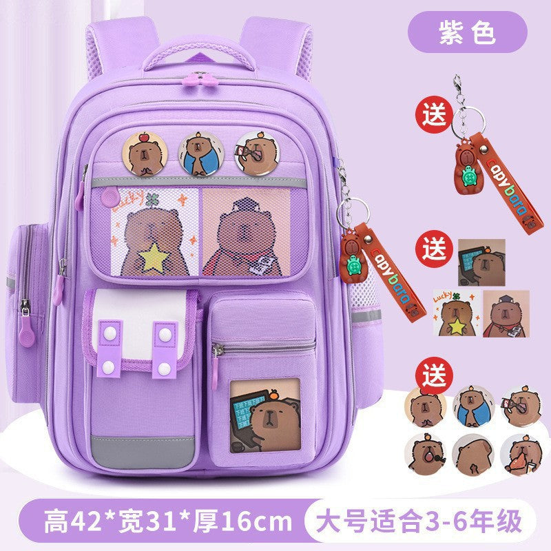 Kapibara new primary school bag, men's and women's 1-3-6 grades, light spine protection, large-capacity children's backpack
