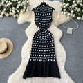 Elegant polka dot sleeveless knit dress - slim fit, figure-flattering, and chic for summer