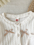 cross-border korean style girls' & toddler's preppy bow cardigan solid color camisole + a-line pleated skirt three-piece set