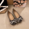 Plus sizenew arrival evening breeze pearl bows soft bottom beanie shoes women's fashion toe cap flats flats soft bottom slip-on