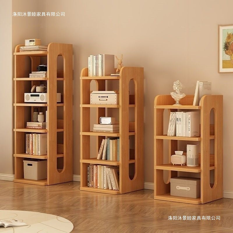 Solid wood corner bookshelf floor-standing storage rack pine narrow slit cabinet kidsfor home storage cabinet living room combination bookcase