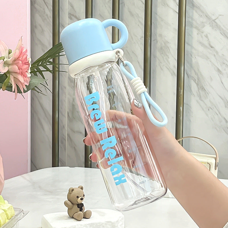 Summer new arrival: cute cartoon plastic water bottle for girls - stylish, portable, and perfect for students on the go!
