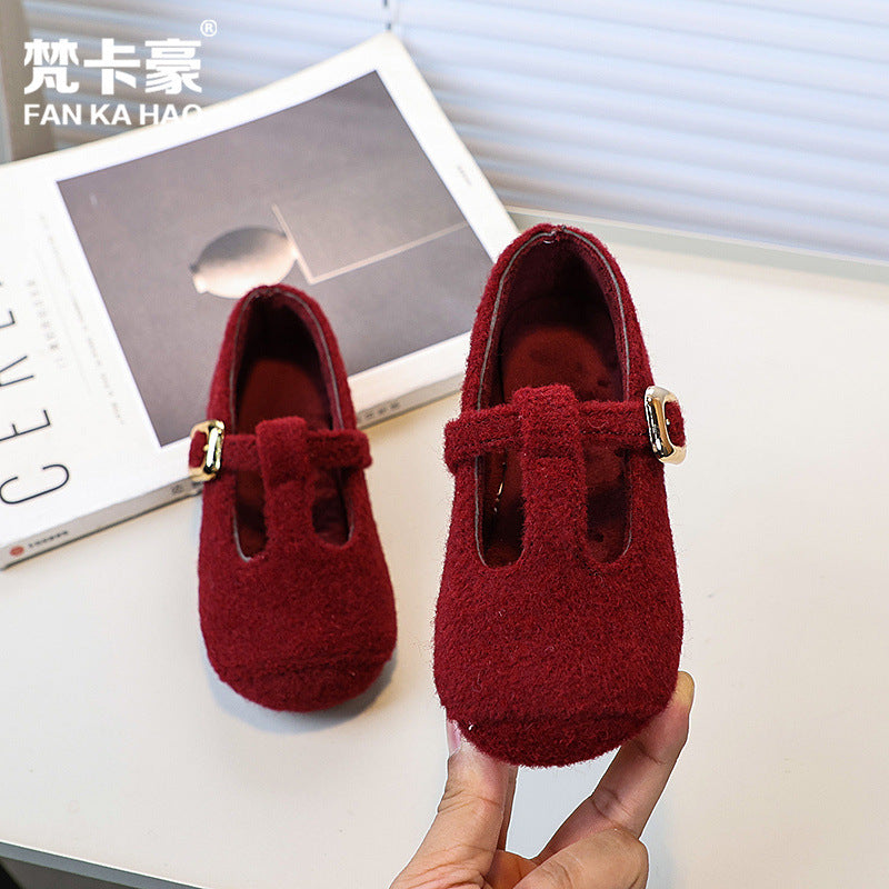 Vancahao girls' retro mary jane princess shoes - new autumn/winter  collection - kids' flat single strap mary janes