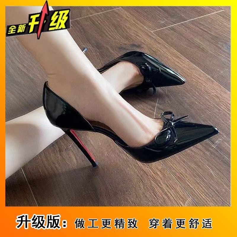 Sexy pointed-toe stiletto heels - women's spring/summer 2025 new collection - versatile bow detail, open-side design, comfortable all-day wear