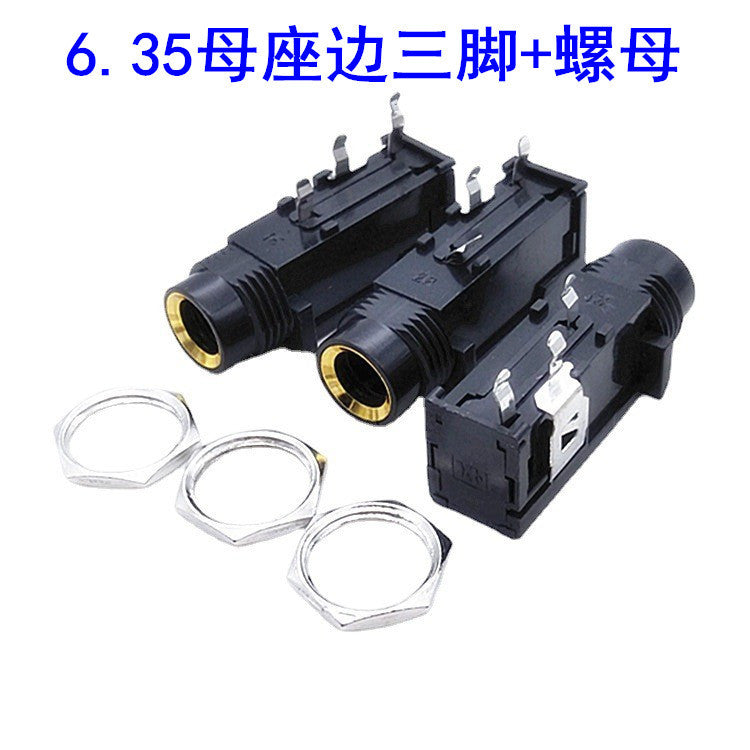 6.35 female seat 6.5 jack guitar microphone microphone socket PCB panel audio seat in-line tripod with nut