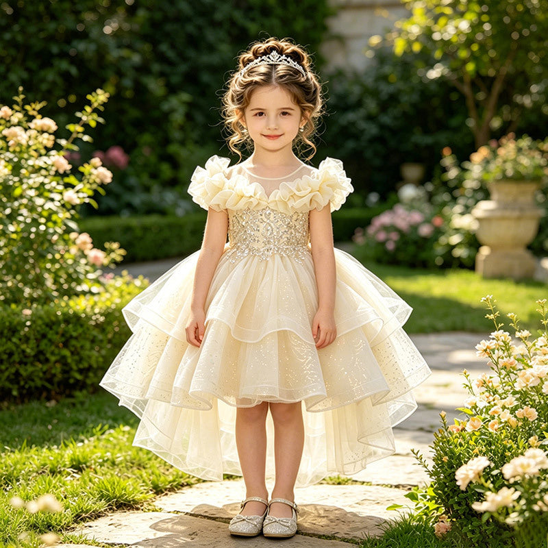 export girls' dresses - high-low hem, tulle flower girl dresses, children's princess dresses - in stock & wholesale